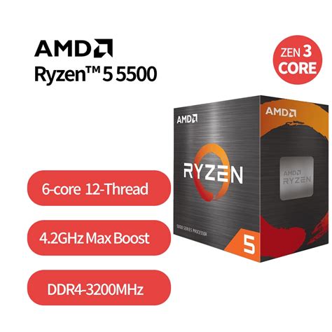 Amd Ryzen 5 5500 36ghz Box Pccomponentespt