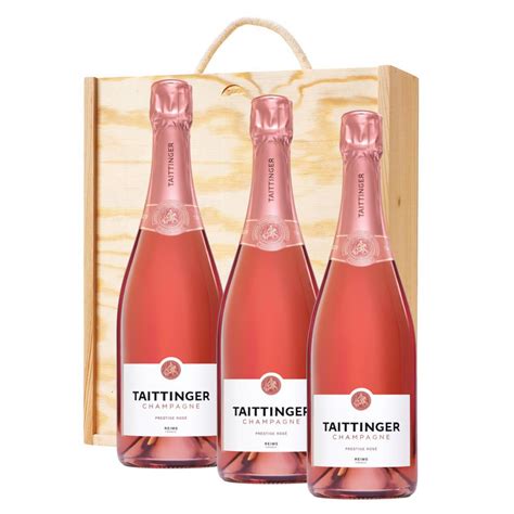 X Taittinger Brut Prestige Rose Nv Champagne Cl In A Pine Wooden