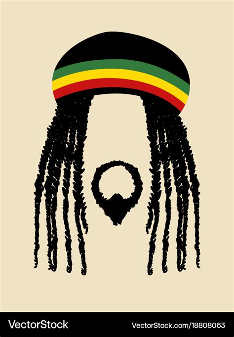 Face symbol of a man with dreadlocks hairstyle Vector Image