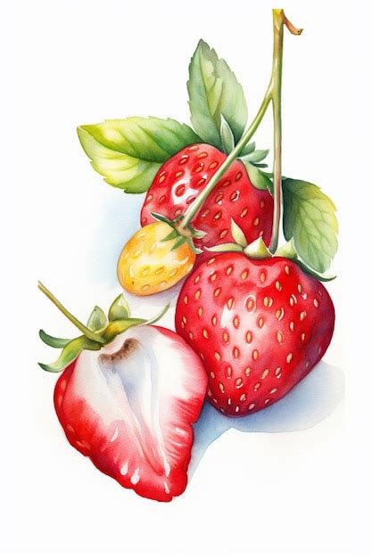 Premium Photo | A watercolor drawing of strawberries and a strawberry