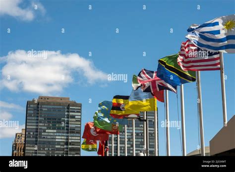 Member Nation Flags At The United Nations Headquarters Building In New