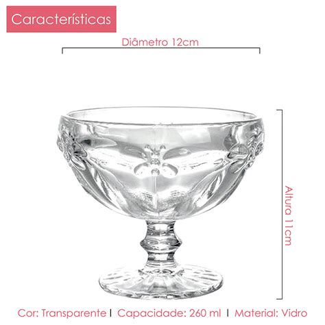 Jogo Taças Sobremesa Libélula 310 Ml Clear 6 Peças Class Home