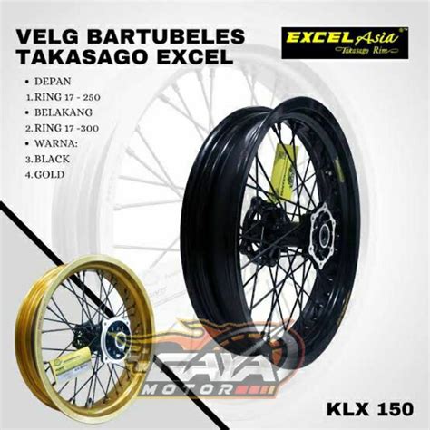 Jual Velg Takasago Excel Set Bartubuless X Black Klx