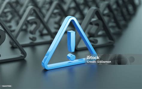 Blue Exclamation Point Symbol On Dark Background Stock Photo Download