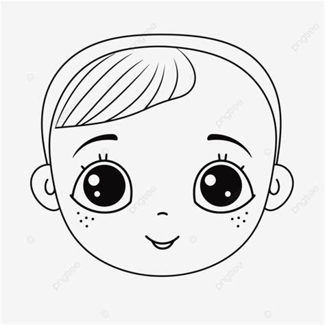 Child Face Coloring Page Cute Outline Sketch Drawing Vector, Filter ...