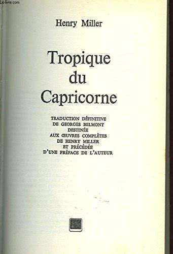 Tropique Du Capricorne De Henry Miller Abebooks