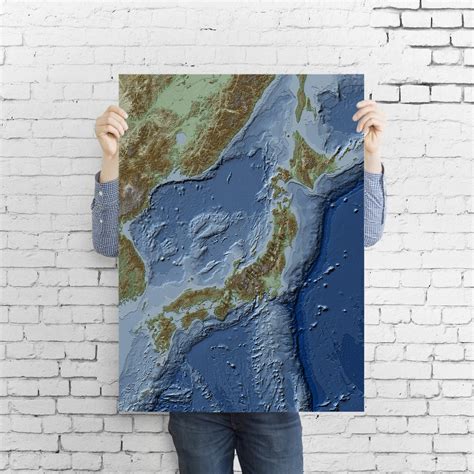 Japan Shaded Relief Bathymetric Map Elevation Map Topographic Map