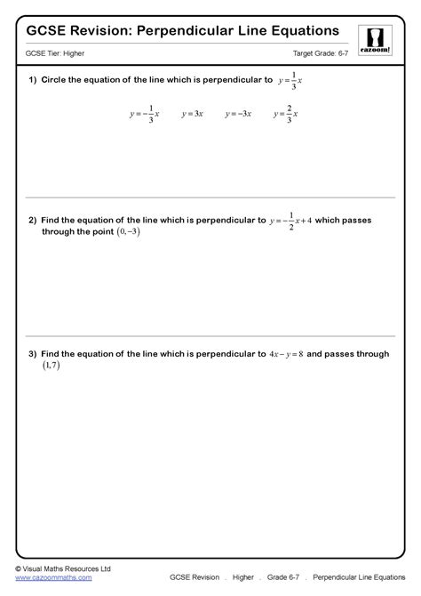 Perpendicular Line Equations Gcse Questions Gcse Revision Questions