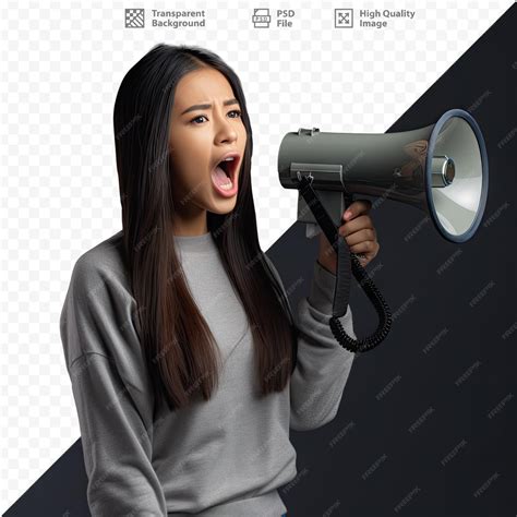 Premium Psd A Woman Speaking Into A Megaphone With The Words The