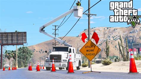 Gta 5 Mods New Working Construction Bucket Truck Utility Truck Interaction Youtube