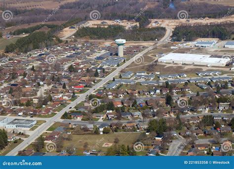 Flying Over Hanover Ontario Canada On A Sunny Spring Day Stock Photo