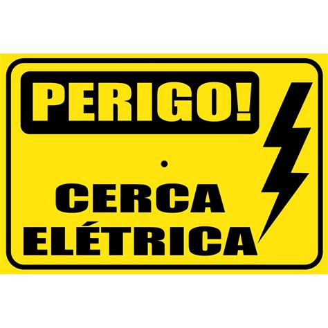 Placa de Alumínio Perigo Cerca Elétrica