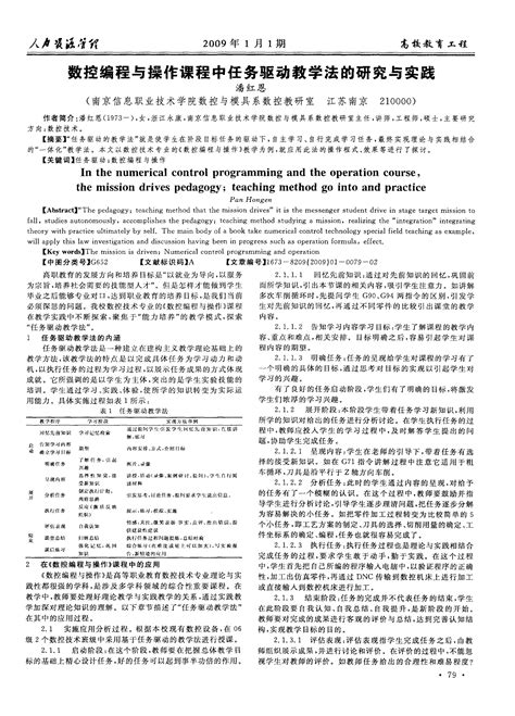 数控编程与操作课程中任务驱动教学法的研究与实践word文档在线阅读与下载免费文档