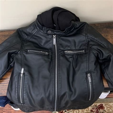 Black Rivet Jackets Coats Black River Faux Leather Hooded Jacket