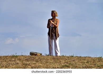 Woman Alone Performs Outdoor Meditation Stock Photo 2202365955 | Shutterstock