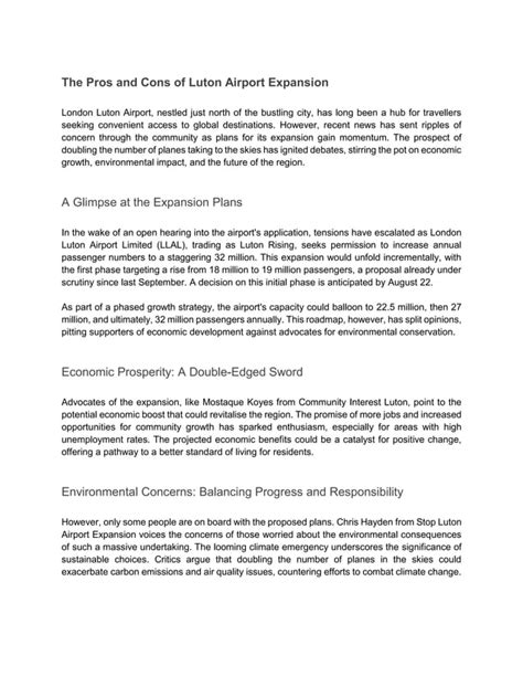 The Pros And Cons Of Luton Airport Expansion Pdf