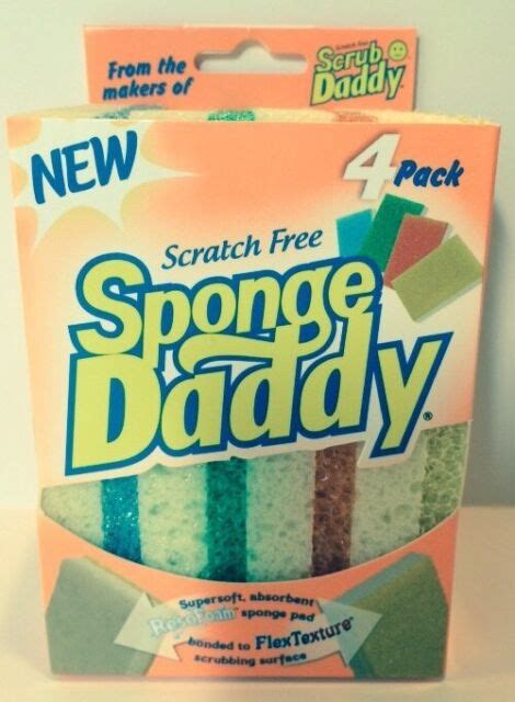 New Rectangle Sponge Daddy 4 Pack Of Colors Soft Scrub Sponges Kitchen