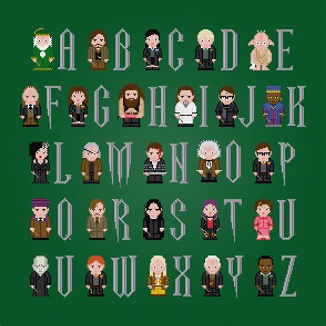 Harry Potter Alphabet 2 Cross Stitch Pattern Harry Potter Alphabet Hp