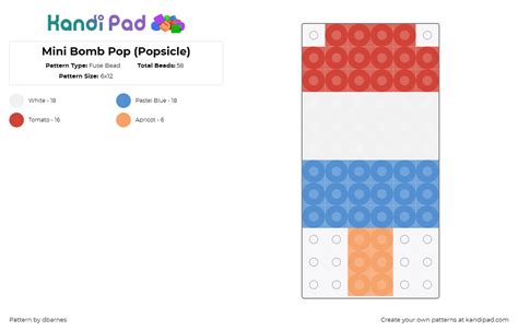 Mini Bomb Pop Popsicle Fuse Bead Pattern Kandi Pad Kandi Patterns Fuse Bead Patterns