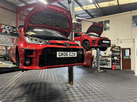 2 Red Toyota GR Yaris In For Upgrades Garage Whifbitz