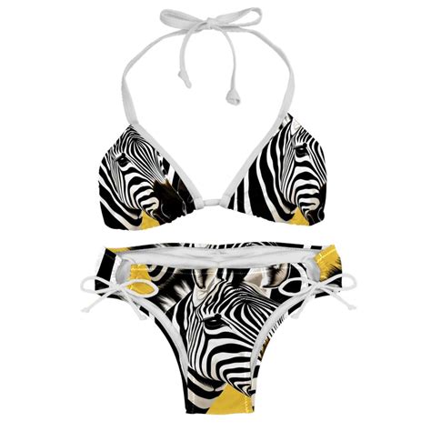 Zebra Detachable Sponge Adjustable Strap Bikini Set Two Pack Great For