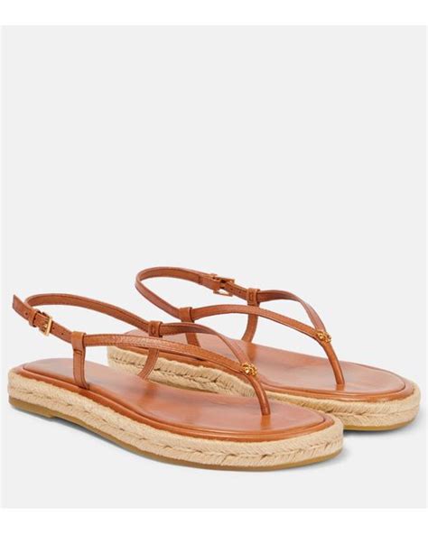 Tory Burch Thong Leather Espadrilles In Brown Lyst