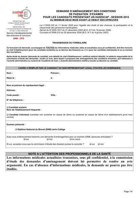 Demande D Am Nagement Des Conditions De Passation D Examen