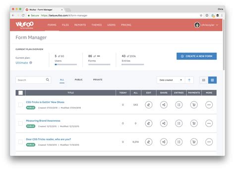 New on Wufoo: Form Manager Beta, File Manager Beta, Entry Manager Beta