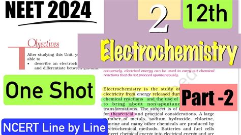 Electrochemistry NCERT Line By Line In One Shot Part 2 NCERT