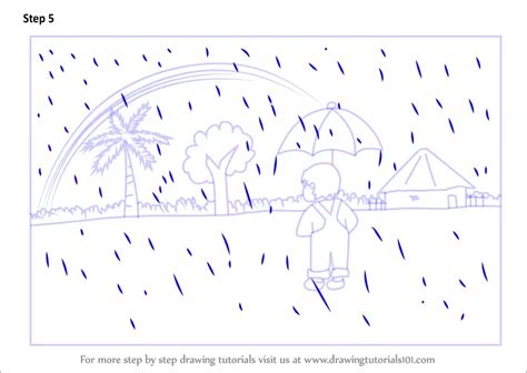 Learn How to Draw a Rainy Day Scene (Scenes) Step by Step : Drawing ...