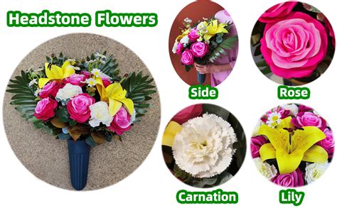 Amazon AILVEMEE Plastic Cemetery Flowers For Grave With Vase