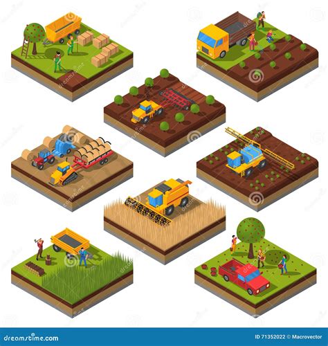 Agricultural Machines Isometric Flowchart Vector Illustration 118391952