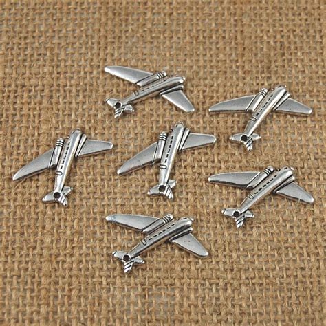 Satın alın 10pcs Vintage Aircraft Plane Charms Pendants Craft DIY