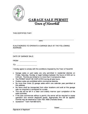 Fillable Online Townofhaverhill Fl Garage Sale Permit Townofhaverhill