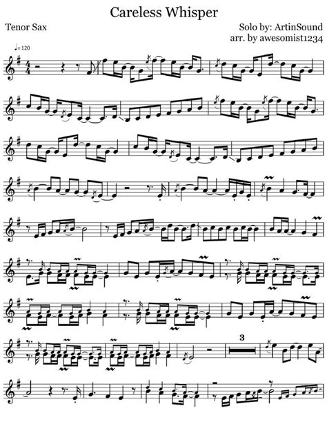 Careless Whisper Clarinet Sheet Music Easy Careless Whisper Tutorial