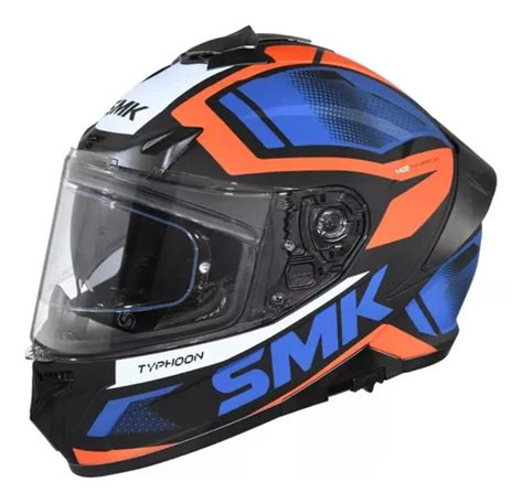 Casco Moto Smk Integral Visor Doble Typhoon Thorn Naranja