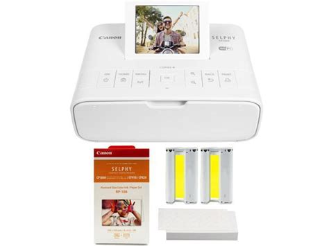 Canon Selphy Cp1300 Photo Printer White With Canon Rp 108 Color Ink And Paper Set