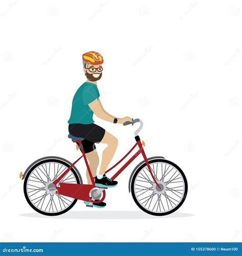 Male Bicyclist Riding A Bicycle Vector Silhouette Isolated On White