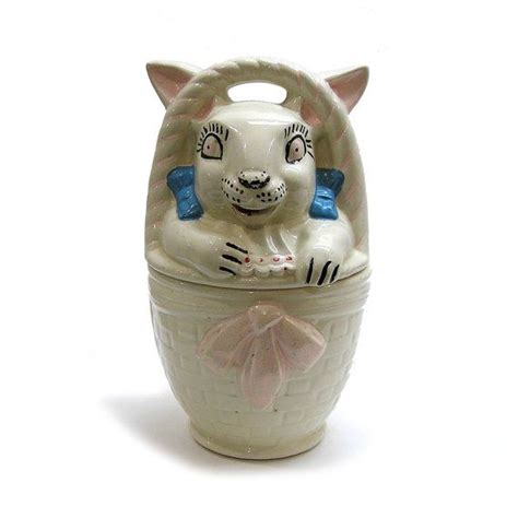 Vintage 1940s Rabbit In Basket Cookie Jar By By 42ndavenuevintage