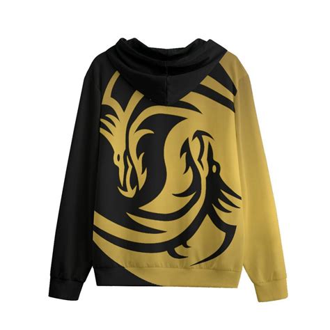 Double Dragon Gold And Black Print Dance Of Dragons Yin Yang Dragons