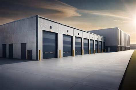 Premium AI Image | a large warehouse with a door that says " open