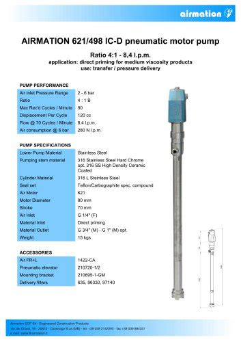 Ic D Pneumatic Motor Pump Airmation Ecp Srl Pdf Catalogs