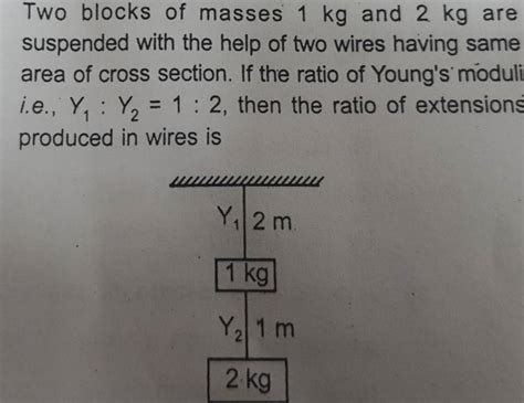 Two Blocks Of Masses Kg And Kg Are Suspended With The Help Of Two Wir