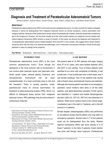 Pdf Diagnosis And Treatment Of Paratesticular Adenomatoid Tumors