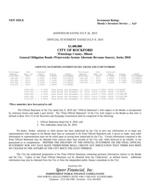 Fillable Online Aa3 ADDENDUM DATED JULY 26 2010 OFFICIAL STATEMENT