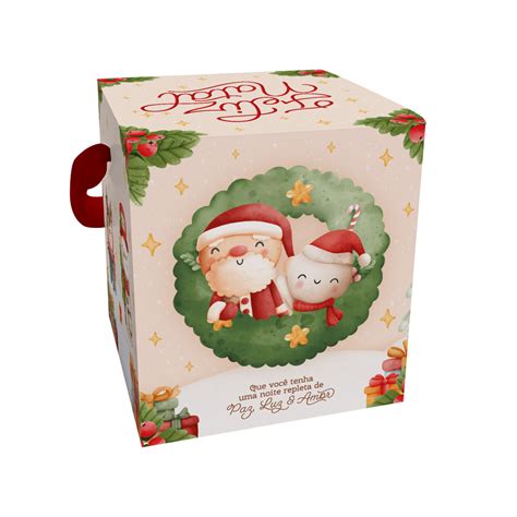 Caixa Multiuso c Visor e Alça Doce Natal c 10 Un Custom Box