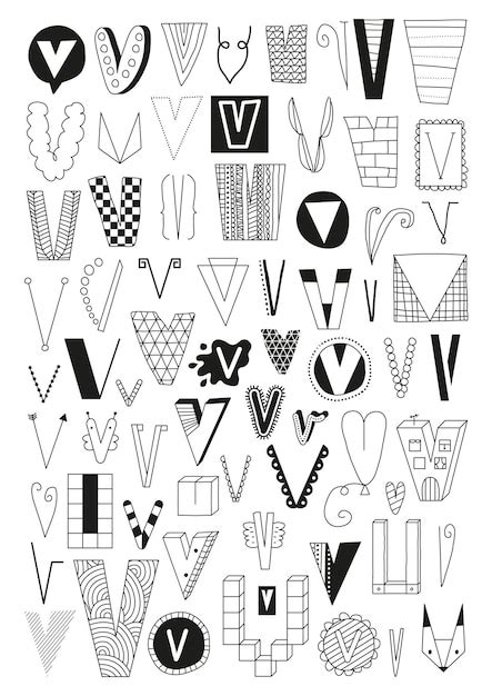 Premium Vector V Vector Letter Set