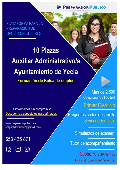 Plazas Auxiliar Administrativo A Ayuntamiento De Yecla Preparador