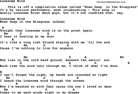 Lonesome Wind Bluegrass Lyrics With Chords