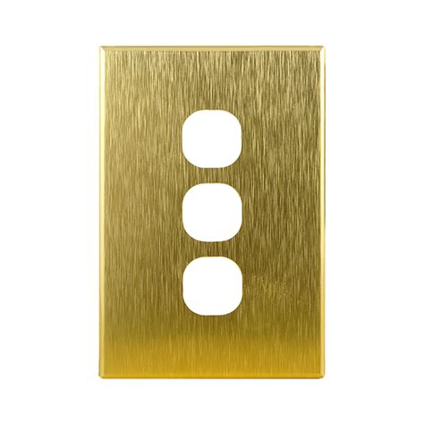 Brass Cover Plate 3 Gang Light Switch Connected Switchgear